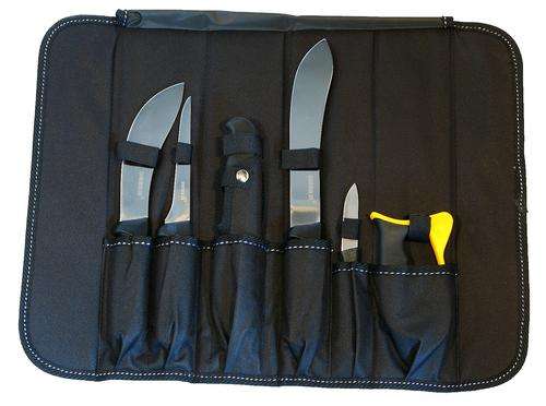 SHIBAZI SAFARI PRO 6PC KNIFE SET WITH BLACK ROLL UP CASE
