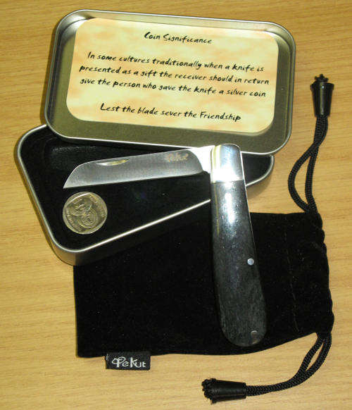 TEKUT BONE HANDLE BILTONG KNIFE IN TIN
