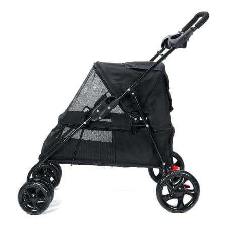 Folding Pet Stroller 4 Wheeled Dog Cat Carrier Cart Outdoor Travel Puppy Trolley