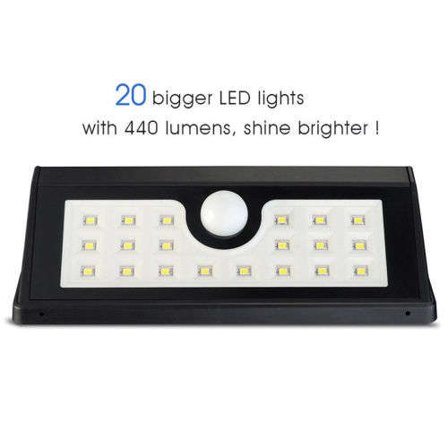 Black 20LED Solar Powerd Motion Sensor Light Outdoor Wall/Garden Outside Lamp