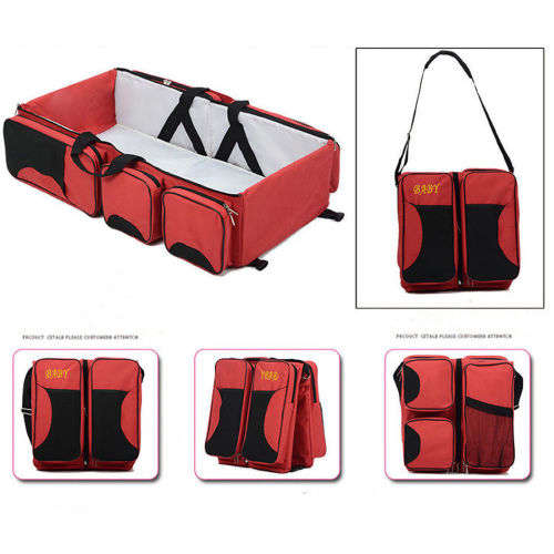 Baby Travel 3 in 1 Portable Bassinet Cot Mummy Travel Bag Diaper Change Bed Crib