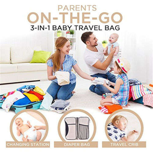 Baby Travel 3 in 1 Portable Bassinet Cot Mummy Travel Bag Diaper Change Bed Crib