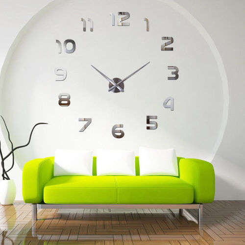 Luxury 3D DIY Wall Clock Arabic numerals Mirror Sticker Home Living Room Art Décor