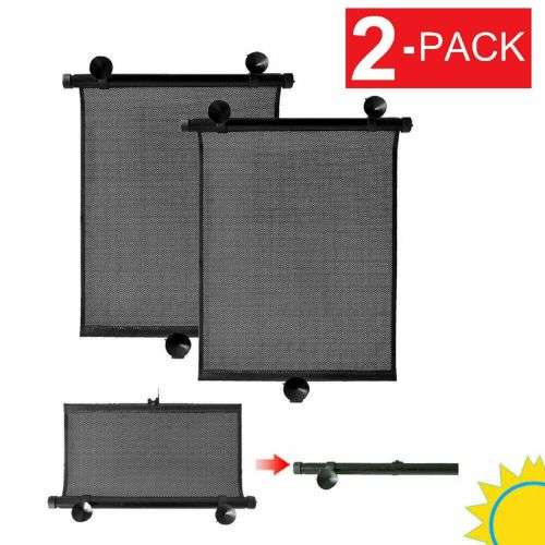 2-Pack Retractable Car Auto Side Window Baby Sun Shade Shield Cover RollVisor