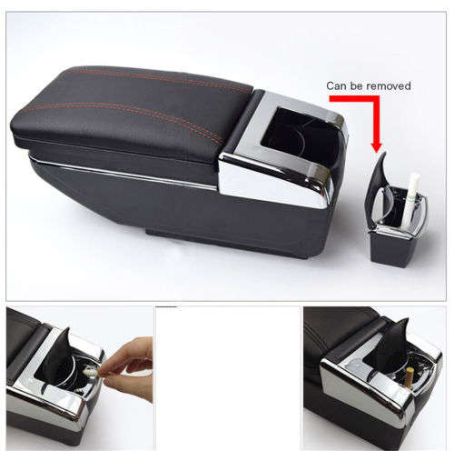 1X Universal PU Leather Car Central Container Armrest Box Cup Holder Storage box (Color Beige)