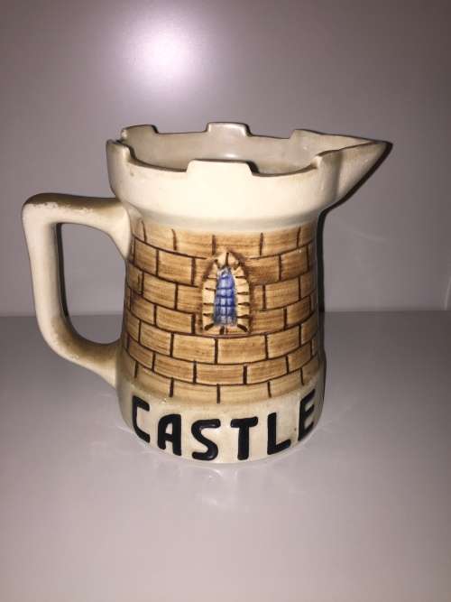 Vintage Ceramic Castle Beer Jug - Original Stamps At Base