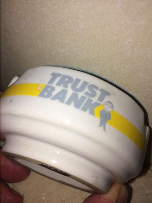 Mini Trust Bank Cigarette Ashtray - Brands and Logos of Yesteryear