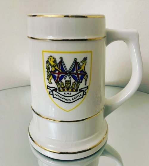 Vintage Continental China Mug -  Union Castle Shipping Line - Pendenis Castle
