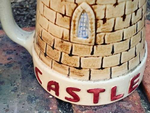 Pair Of Collectible Castle Ceramic Jugs - Left Is SA Drostdy Ware / Right Is English ML
