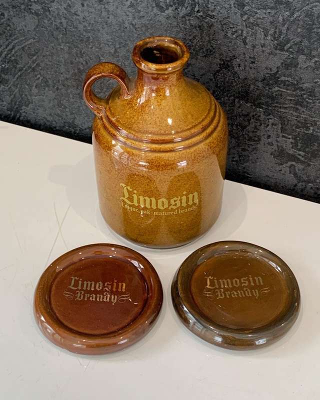 Vintage Drostdy Ceramic Decanter  Limosin  Unique, Oak Matured Brandy + 2 Ceramic Coasters