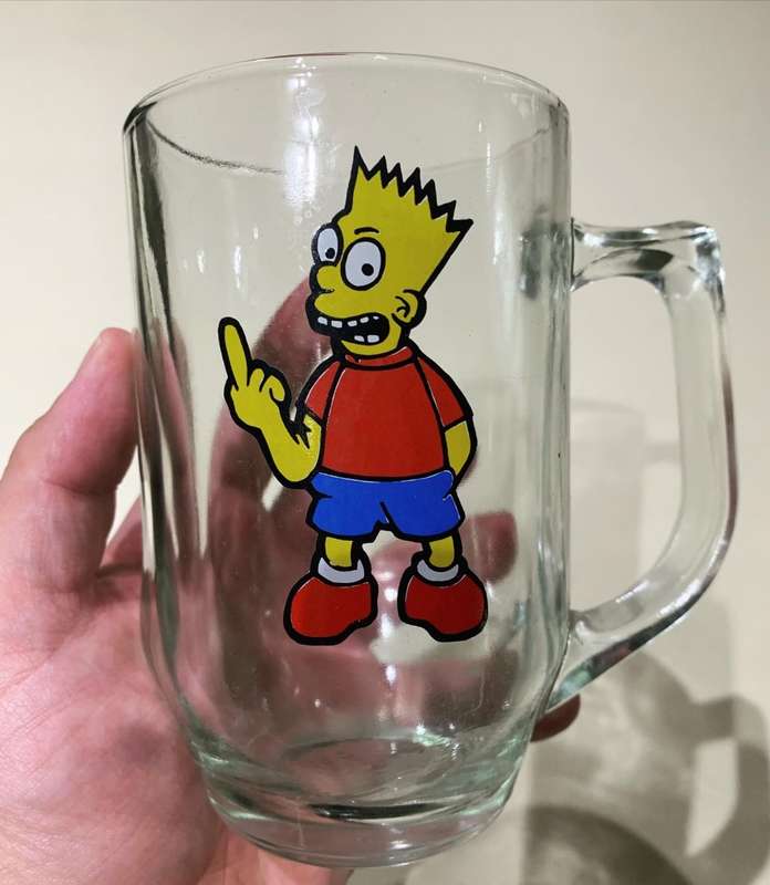 Novelty Glass Character Bar Mug - Bart Simpson - From A 90s Collection