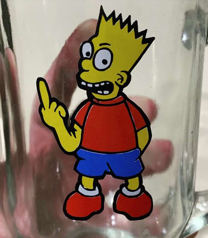 Novelty Glass Character Bar Mug - Bart Simpson - From A 90s Collection
