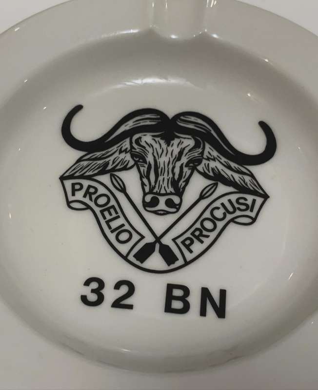 South African Milataria - Vintage Continental China Ashtray - Famous 32 Battalion