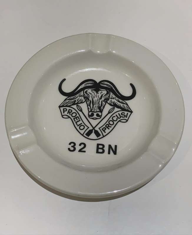 South African Milataria - Vintage Continental China Ashtray - Famous 32 Battalion