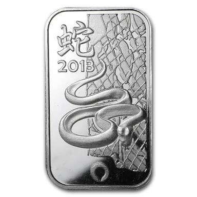 1 Oz Fine Silver Bar - Rand Refinery - 2013 Year of Snake
