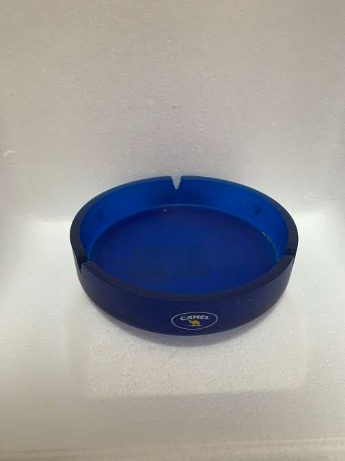 Blue Glass Ashtray - Camel Tobacco