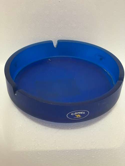 Blue Glass Ashtray - Camel Tobacco