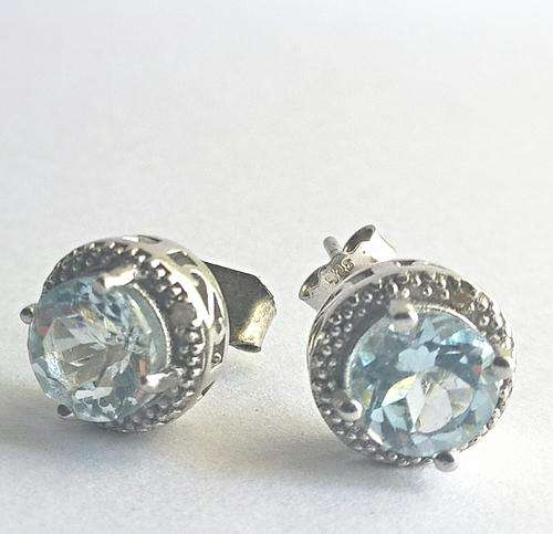 Gorgeous 2cts Genuine Light Blue Topaz Earrings