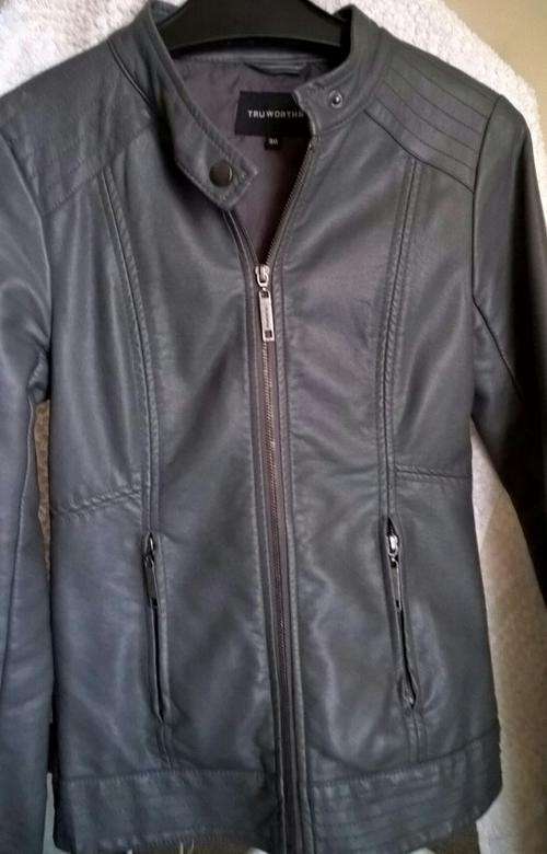 Size 30 Truworths Grey Faux Leather Biker Jacket
