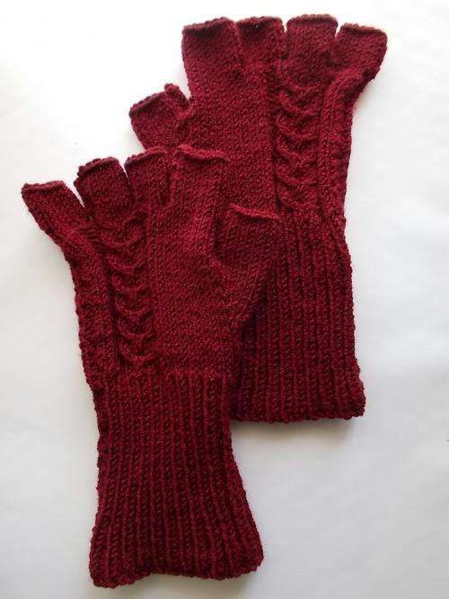 Maroon Ladies Fingerless Gloves Small