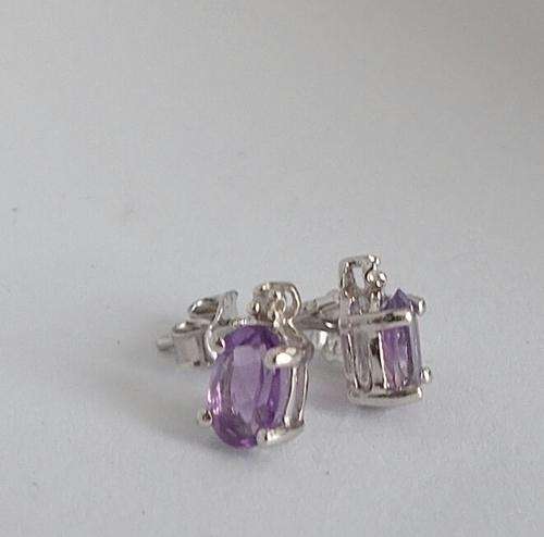 Stunning Genuine Amethyst and Diamond Earrings