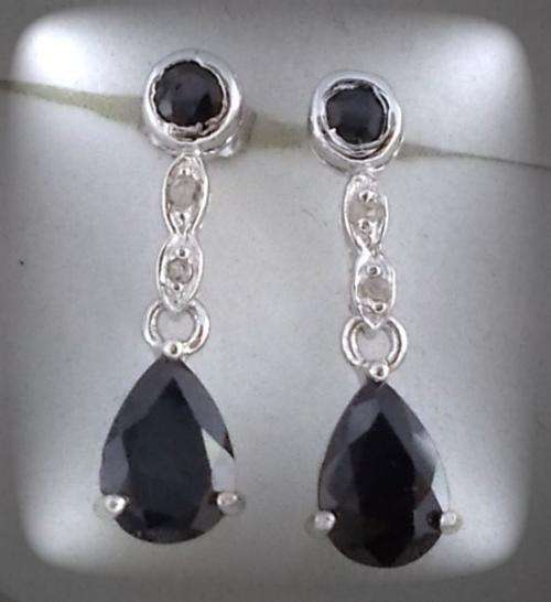 Elegant Genuine Sapphire and Diamond Earrings