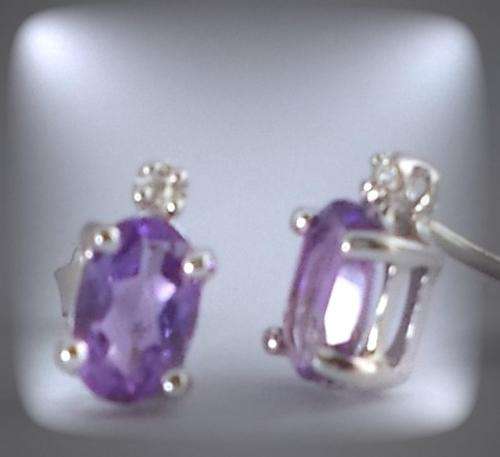 Stunning Genuine Amethyst and Diamond Earrings