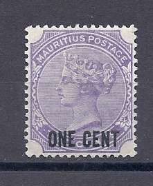 MAURITIUS MINT ONE CENT OVERPRINT !