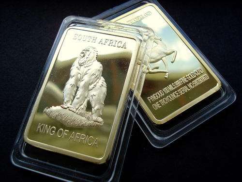 1oz. SOUTH AFRICA "GORILLA" KRUGERRAND 999 24k Pure Gold Layered Bar