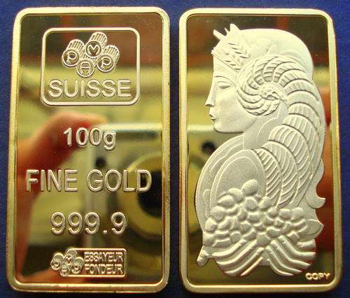 1oz 24ct GOLD LAYERED SUISSE LADY BAR | 100 MILLS | *RARE* NEW