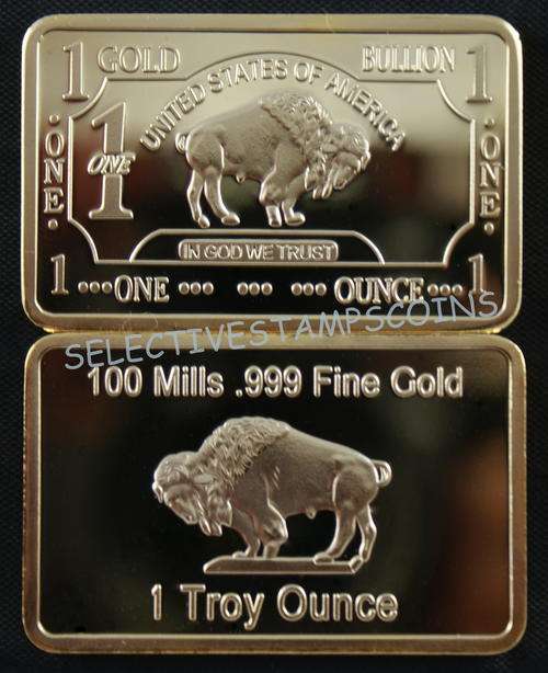 1oz GOLD CLAD BUFFALO BAR !!!!!!