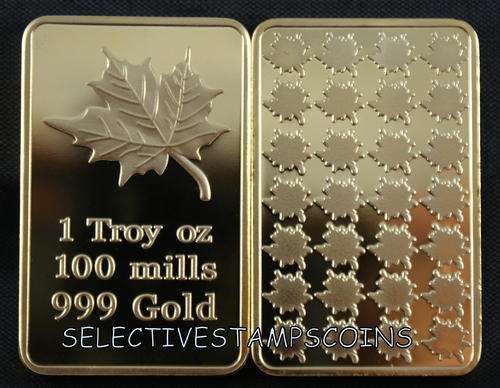 1oz 24ct GOLD LAYERED MAPLE BAR | 100 MILLS | *RARE* NEW