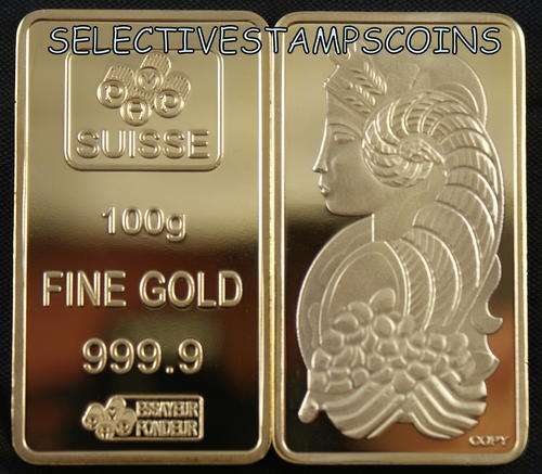 1oz 24ct GOLD LAYERED SUISSE LADY BAR | 100 MILLS | *RARE* NEW