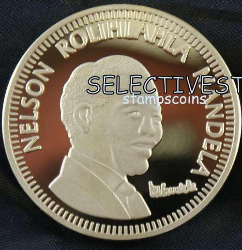 1oz. NELSON MANDELA,10 YEARS FREEDOM GOLD CLAD COIN!!!!! SIGNED !!!!