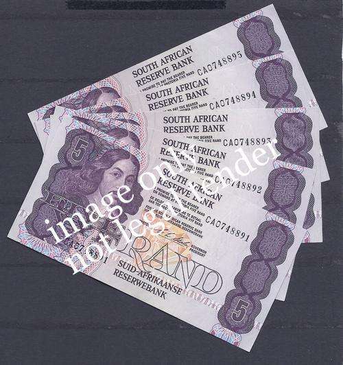 RSA R5.00 STALS 5 UNC NOTES IN SERIES !!!!