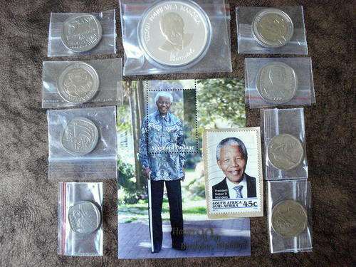 NELSON MANDELA 9X COIN AND 2X STAMP COMBO !!!