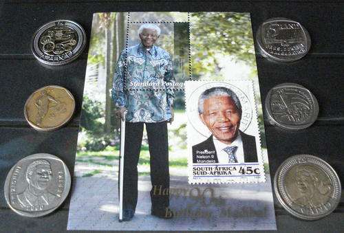 NELSON MANDELA STAMP AND COIN  SET !!!