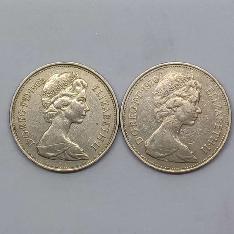 1968 and 1970 UK 10 New Pence Coin Queen Elizabeth II Great Britain England