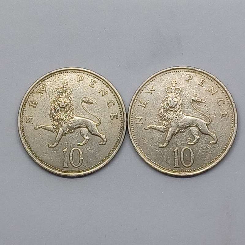 1968 and 1970 UK 10 New Pence Coin Queen Elizabeth II Great Britain England