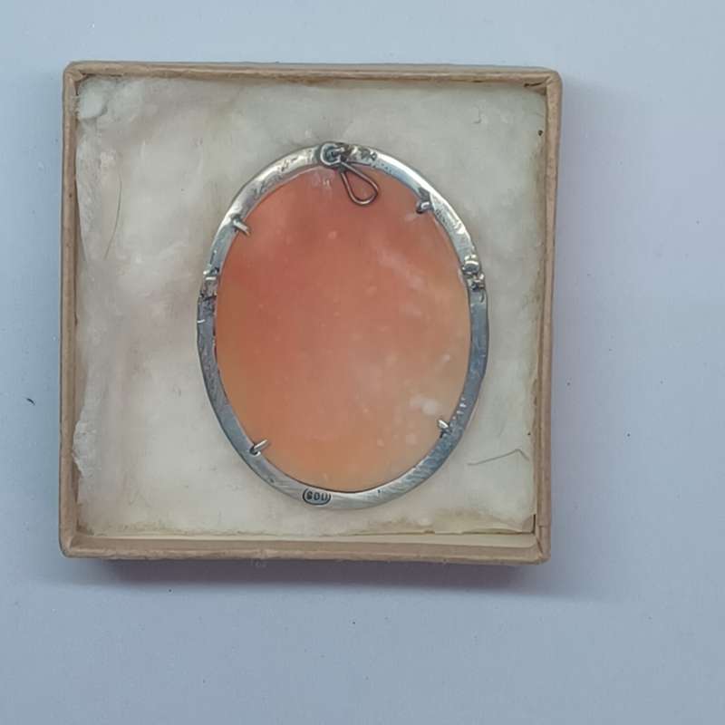 Antique three muses/graces cameo pendant (silver 800 stamp) marcasite