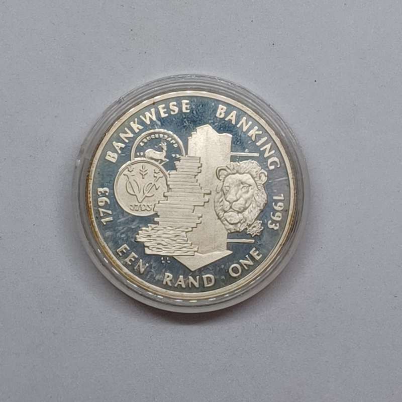 1993 Silver (925) 1 Rand Proof Banking/Bankwese Commemorative Protea