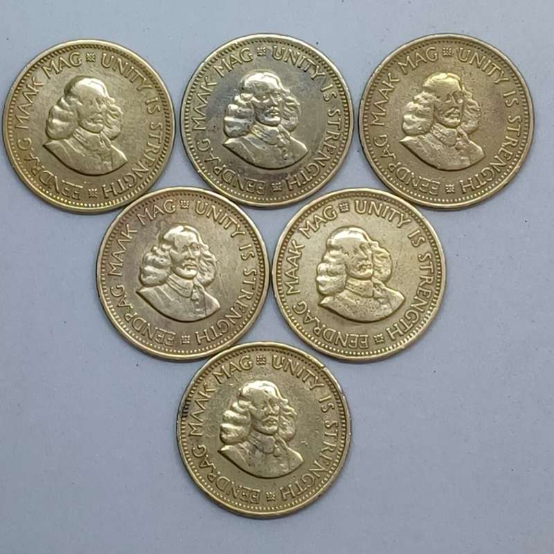 6 x 1961 South Africa 1/2 cent pieces