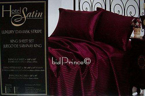 Damask Stripe Sheet Set - Hotel Satin - KING SIZE - to clear