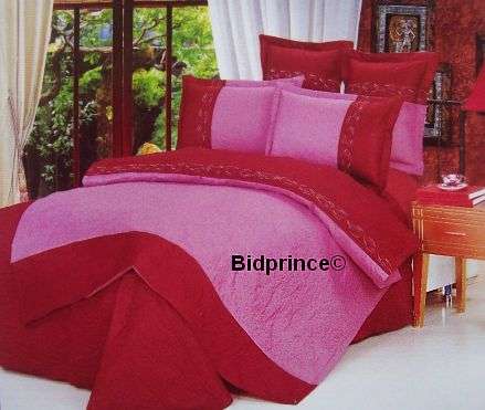 Lilac and Maroon Bedspread Set - 6 Piece