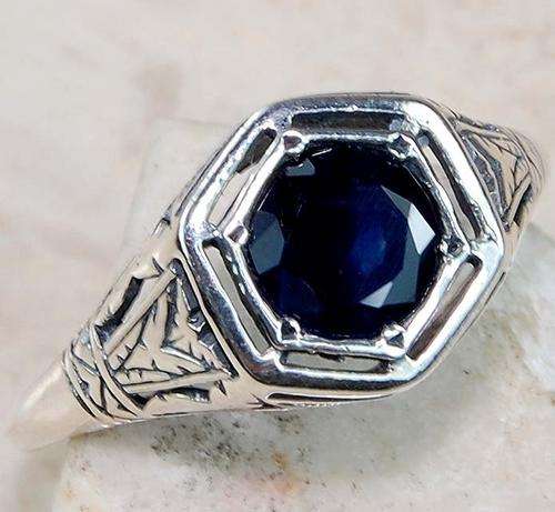Stock Clearance Sale!!!2ct Natural Sapphire 925 Sterling Silver Victorian Style Filigree Ring
