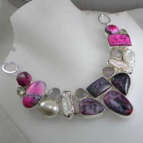 Beautiful!!! Designer Multi Gems Silver Necklace