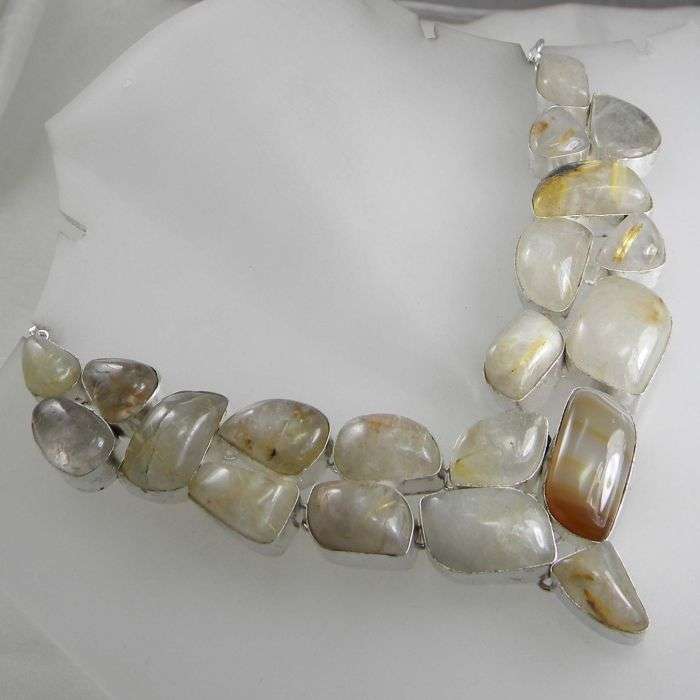 Final Clearance!!!!Stock Clearance Sale!! HUGE NATURAL Golde Rutile Quartz Necklace
