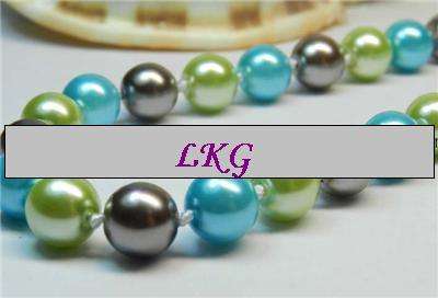 Stock Clearance Sale!! 8mm Sea Shell Pearl Necklace AAA - Champagne, Turquoise and Mint Green