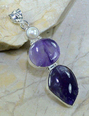 SENSATIONAL HUGE AMETHYST AND RIVER PEARL PENDANT