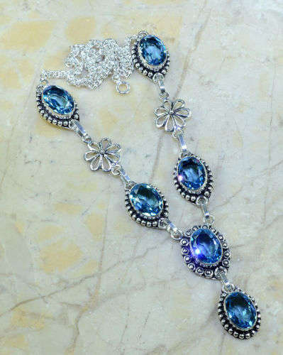 GLAMOROUS BLUE TOPAZ NECLACE